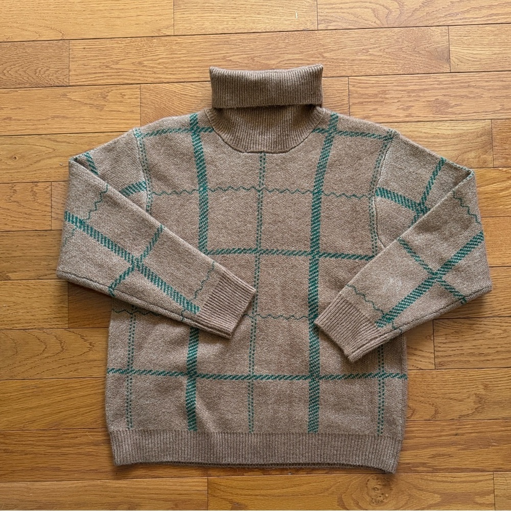Baltic Born Brown Turtleneck Sweater with Green Accents